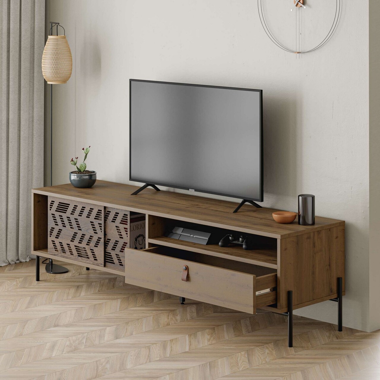 Comoda TV, Hanah Home, Dionysos, 170x48.6x45 cm, Maro - imagine 7